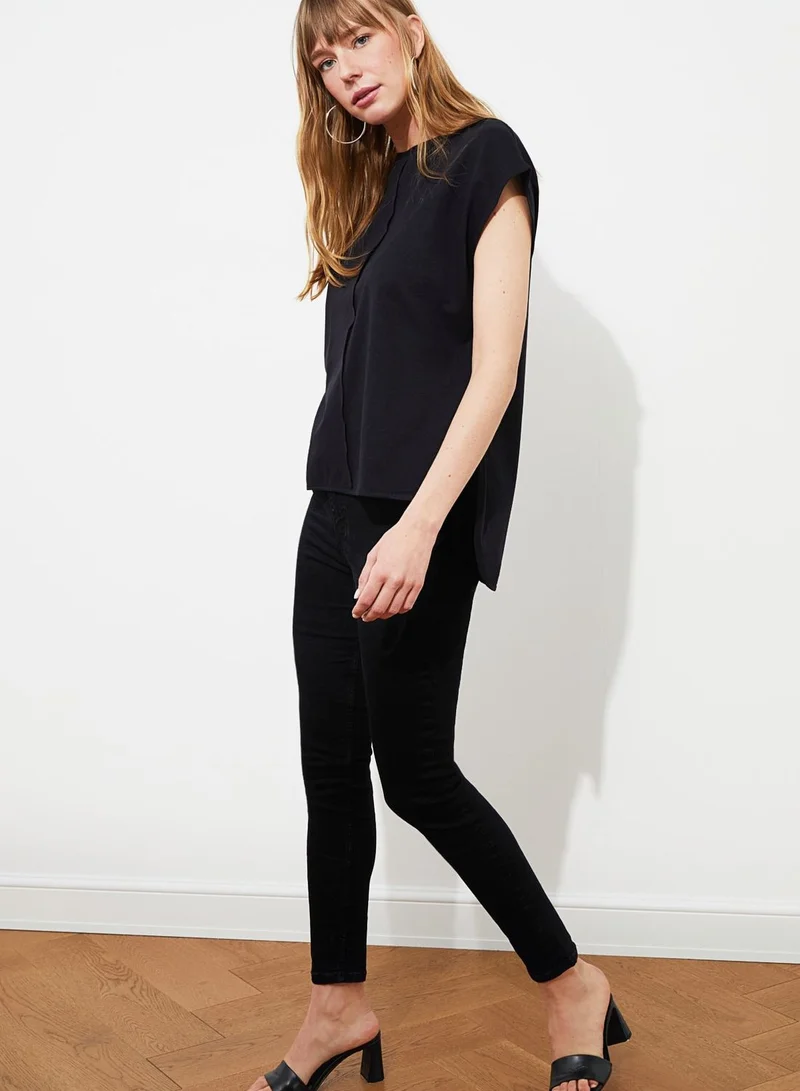trendyol Seam Detail Cap Sleeve Top