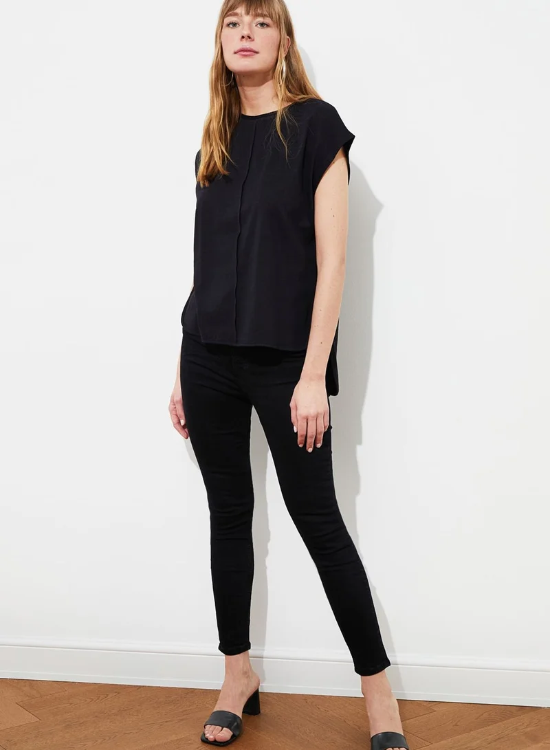 trendyol Seam Detail Cap Sleeve Top