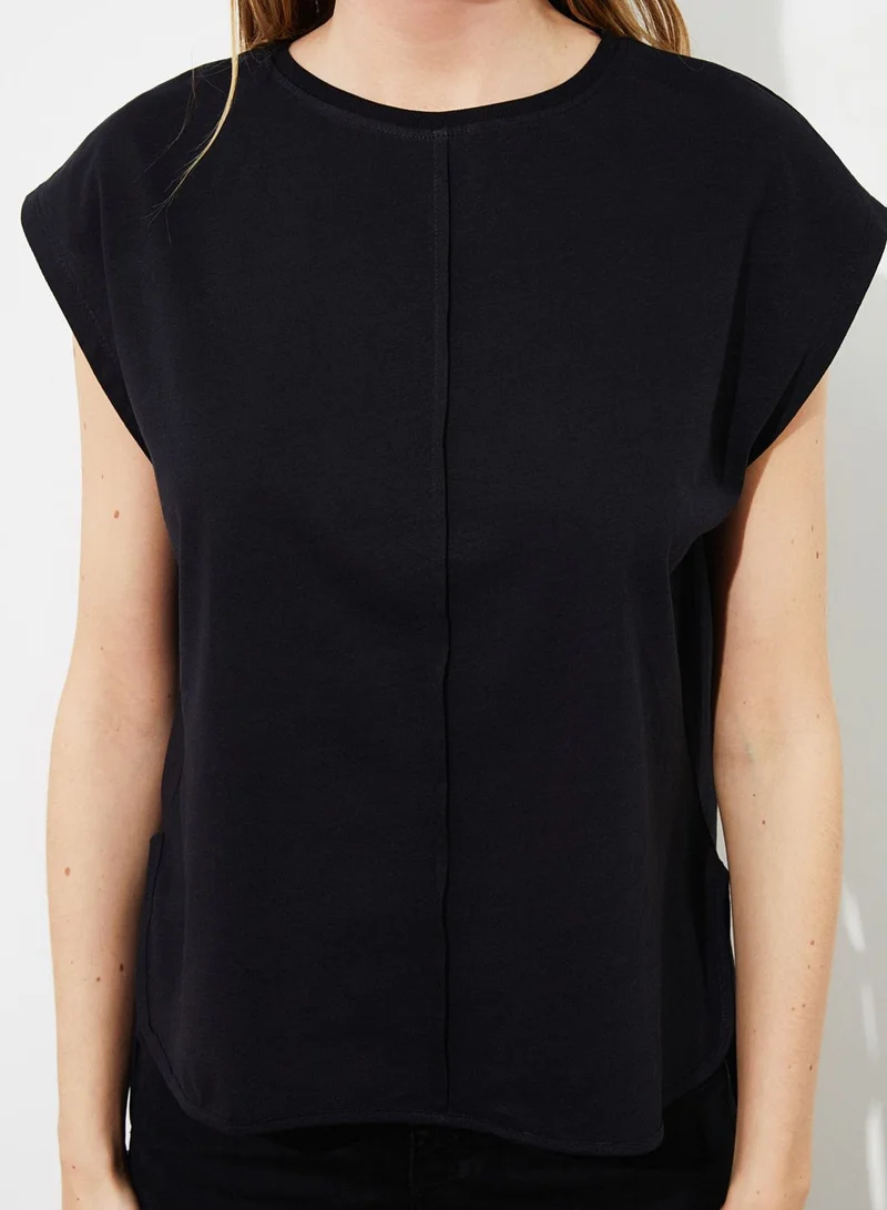 trendyol Seam Detail Cap Sleeve Top
