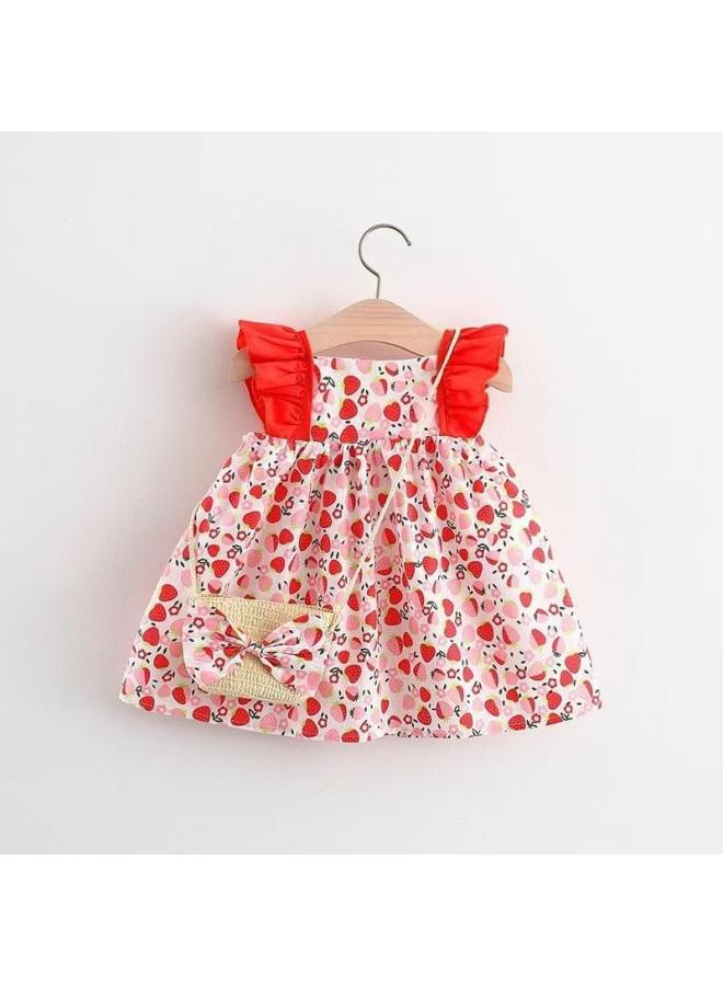 0- -2-3 Years Old Baby Girl Summer Dress 4 Girls Summer Dress Baby Children's Clothing Children's Hat Skirt Set 