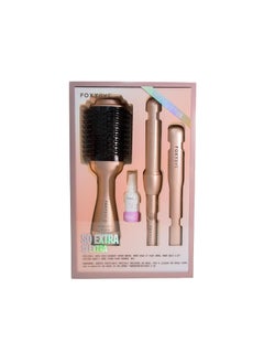 FoxyBae FoxyBae So Extra Holiday Kit  Blowout Dryer Brush Hair Curling Wand 125 Flat Iron Hair Straightener 1  Mane Thing Hair Primer 2oz  for Volume  Silky Salon Garde Hair  Soft Rose Gold 