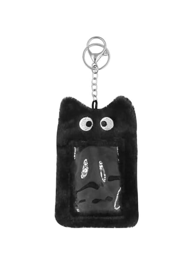 Generic Plush Card Holder Fluffy Photocard Holder Bus Card Sleeve ID Bank Credit Card Holder Protector Stationery,Black - Image 1