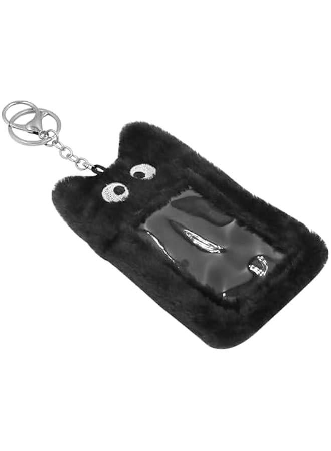 Generic Plush Card Holder Fluffy Photocard Holder Bus Card Sleeve ID Bank Credit Card Holder Protector Stationery,Black - Image 2