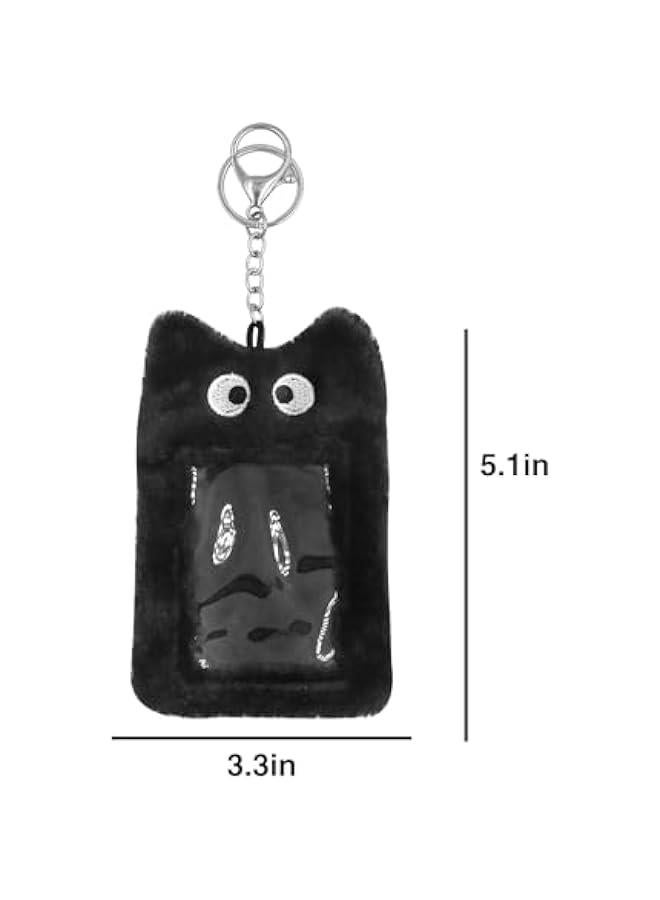 Generic Plush Card Holder Fluffy Photocard Holder Bus Card Sleeve ID Bank Credit Card Holder Protector Stationery,Black - Image 5