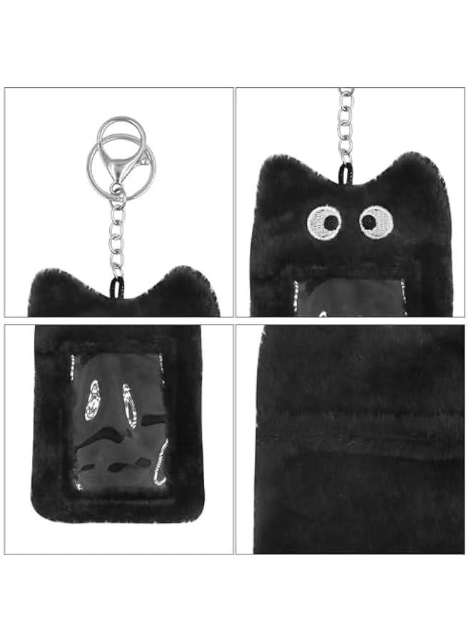 Generic Plush Card Holder Fluffy Photocard Holder Bus Card Sleeve ID Bank Credit Card Holder Protector Stationery,Black - Image 3
