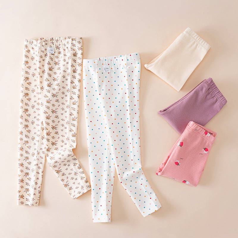 W Autumn/Winter Class A Cotton Children'S Leggings, Medium And Large Children'S Girls' Brushed Thermal Leggings, Baby Girls' High-Elastic Pants - Image 3