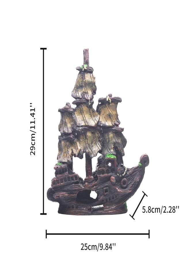 Saim Aquarium Shipwreck Decorations Fish Tank Ornaments, Fish Tank Lifelike Ship Decor, Resin Pirate Ship Decor, Sunken Ship Tabletop Ornaments Fish Shrimp Cave Hide - Image 3