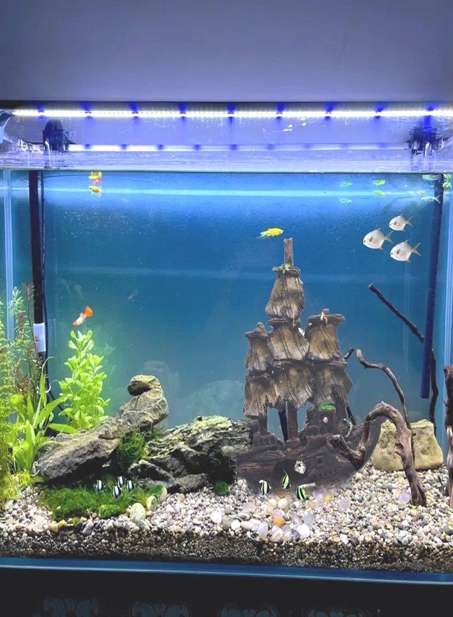 Saim Aquarium Shipwreck Decorations Fish Tank Ornaments, Fish Tank Lifelike Ship Decor, Resin Pirate Ship Decor, Sunken Ship Tabletop Ornaments Fish Shrimp Cave Hide - Image 2