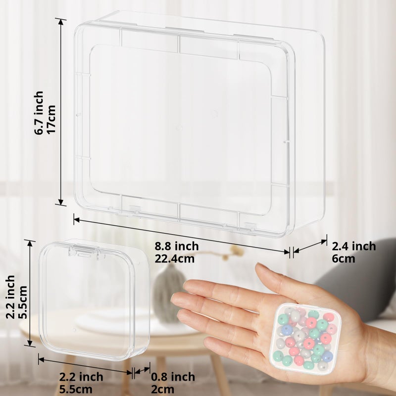 Mathtoxyz Bead Organizer Box, 31Pcs Small Bead Organizers and Storage Plastic Cases Mini Clear Bead Storage Containers Boxes with Hinged Lid and Rectangle for Bracelet Making DIY Jewelry Craft Nail - Image 2