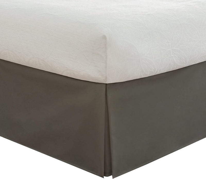 Classic Tailored Bed Skirt Dust Ruffle, Microfiber, 14" Drop Length, Queen, Grey - Image 1