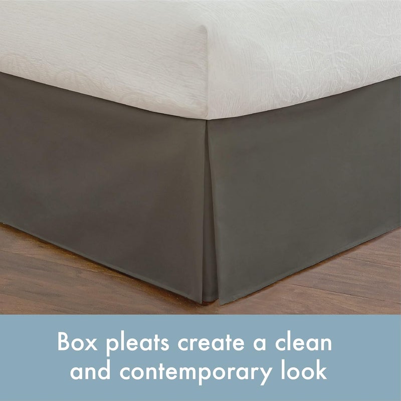 Classic Tailored Bed Skirt Dust Ruffle, Microfiber, 14" Drop Length, Queen, Grey - Image 4