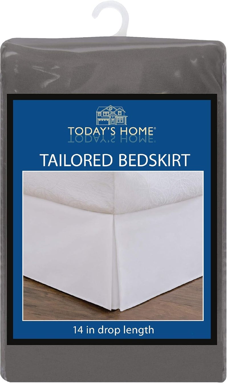Classic Tailored Bed Skirt Dust Ruffle, Microfiber, 14" Drop Length, Queen, Grey - Image 5