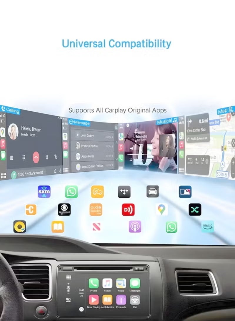 محول لاسلكي صغير الحجم لنظامي CarPlay و Android Auto - جهاز توصيل وتشغيل متعدد الوظائف (2 في 1) لهواتف iPhone و Android، اتصال تلقائي، بدون تأخير، منفذ USB-C لأنظمة iOS 10+ و Android 11+. - Image 2