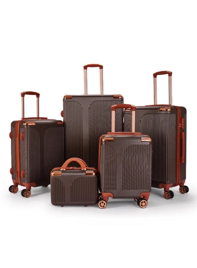 LIMRA Luggage set 5 pieces travel Bags with a distinctive design from Brown
