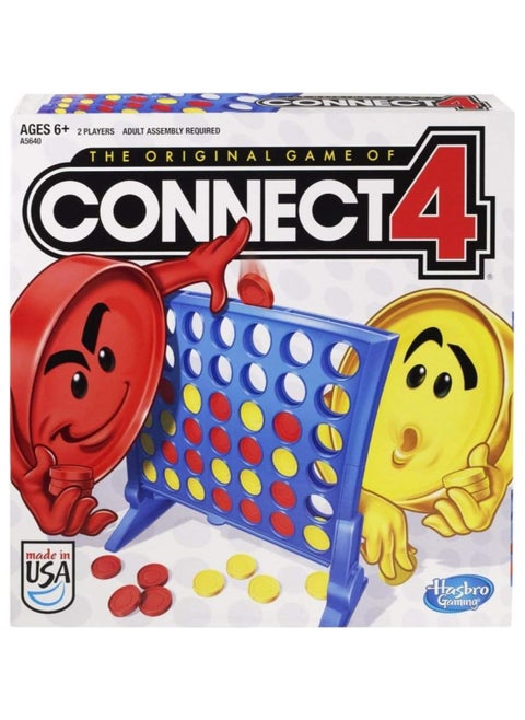 Connect 4 Strategy Board Game for Kids Ages 6 and Up, Classic Disc-Dropping Fun, Includes Grid, Legs, Slider Bar, 21 Red and 21 Yellow Discs, and Instructions, Perfect for Family Game Night