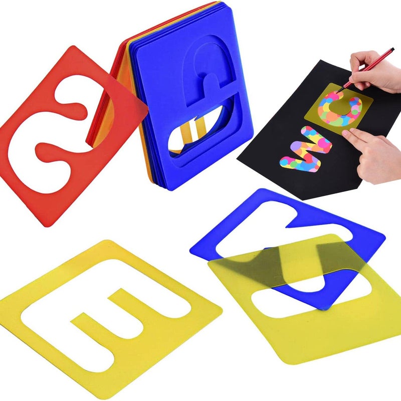 TecUnite 26 Pieces Alphabet Stencils Set Plastic Letter Stencils for Painting Learning DIY Craft Decoration 8 x 8 Inches