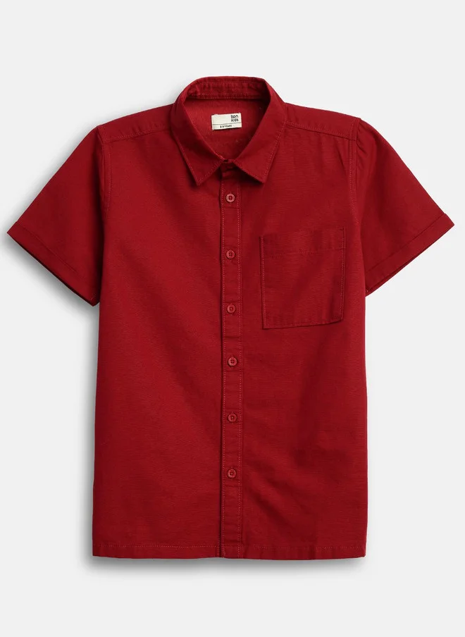 بونكيدز BONKIDS Boys Opaque Casual Shirt in Red