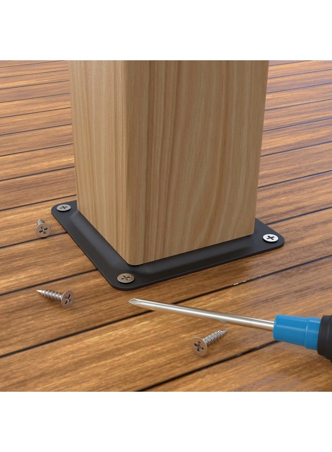 ForoGore 4" x 4" Wood Post Plate Connector, Powder-Coated Decking Post Base, Wood Fence Post Anchor Base, Deck Porch Railing Support Base(8 Pack) - Image 2