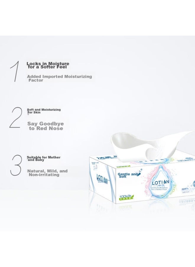 CS Jierou Lotion Tissue Paper, 3-ply, 100 Sheets*3 Boxes, Baby Wipes, High-end Boxed Moisturizing Facial Tissues - Image 2