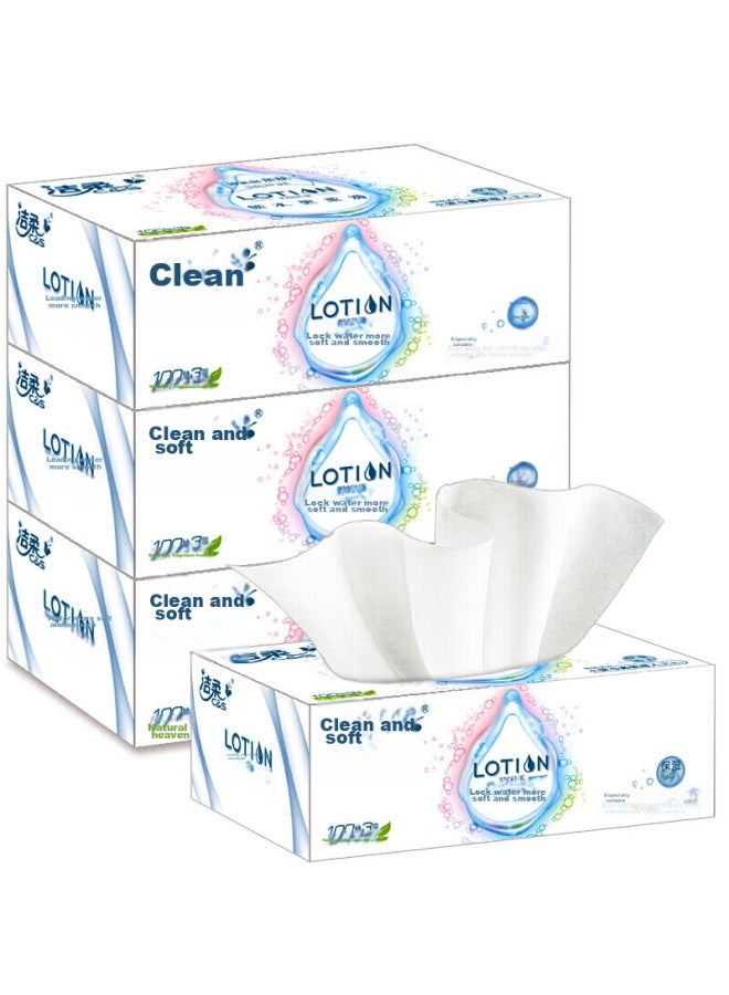 CS Jierou Lotion Tissue Paper, 3-ply, 100 Sheets*3 Boxes, Baby Wipes, High-end Boxed Moisturizing Facial Tissues - Image 1
