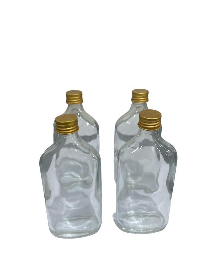 Glass juice cans, 4 pieces, golden lid, 250 ml - Image 1