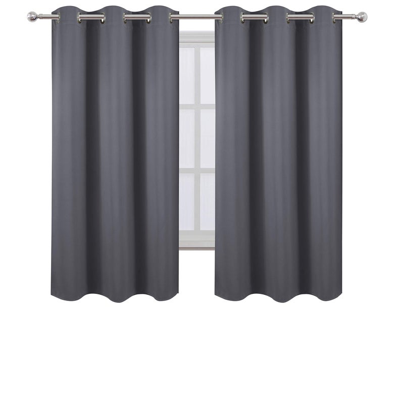 LEMOMO Grey Thermal Blackout Curtains/42 x 63 Inch/Set of 2 Panels Room Darkening Curtains for Bedroom - Image 2