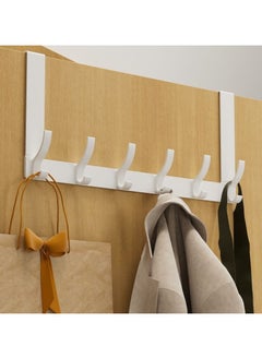 Hanayo Over the door hooks for bathroom with 6 coat hooks door hook for clothes towels hats and bags  bedroom storage hanger hooks wall hanger hooks home door back storage rack excellent load-bearing capacity hanger White  - Image 2