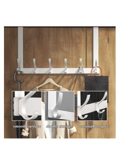 Hanayo Over the door hooks for bathroom with 6 coat hooks door hook for clothes towels hats and bags  bedroom storage hanger hooks wall hanger hooks home door back storage rack excellent load-bearing capacity hanger White  - Image 3