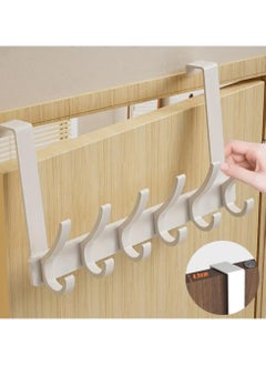 Hanayo Over the door hooks for bathroom with 6 coat hooks door hook for clothes towels hats and bags  bedroom storage hanger hooks wall hanger hooks home door back storage rack excellent load-bearing capacity hanger White  - Image 5