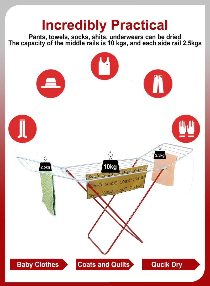 DBLEW Floor Standing Large Foldable Clothes Drying Rack Stainless Steel Laundry Airer Dryer Stand Folding Washing Line Clothing Hanger For Home Indoor And Outdoor Hanging Shirts Trousers Pant Jackets Suits - Image 2