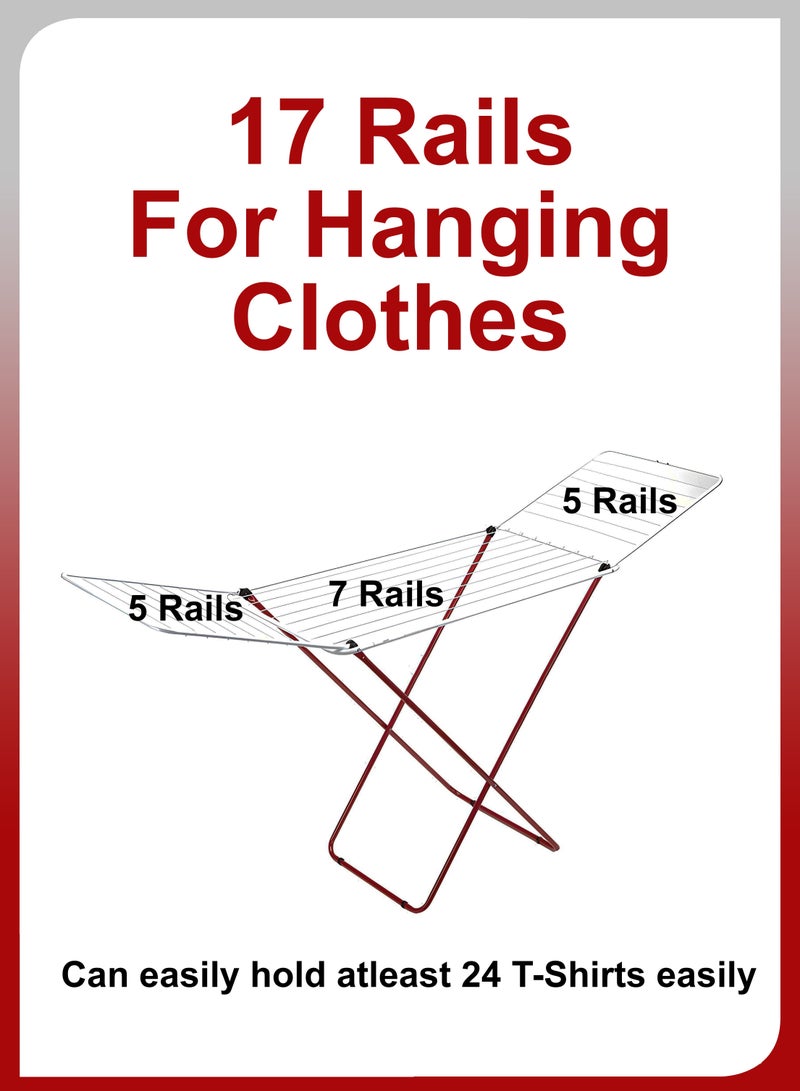 DBLEW Floor Standing Large Foldable Clothes Drying Rack Stainless Steel Laundry Airer Dryer Stand Folding Washing Line Clothing Hanger For Home Indoor And Outdoor Hanging Shirts Trousers Pant Jackets Suits - Image 5