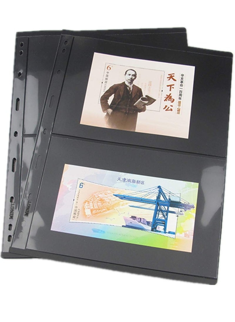 SYOSI - Stamp Pages for Stamp Album Binder, 10 Sheet (20 Page) 2 Rows Pages for Stamp Collectors, Professional Pack (2 Rows) Banknote Collection Book Coin Book, Coin Collection Book, Stamp Book Paper Pages - Image 1