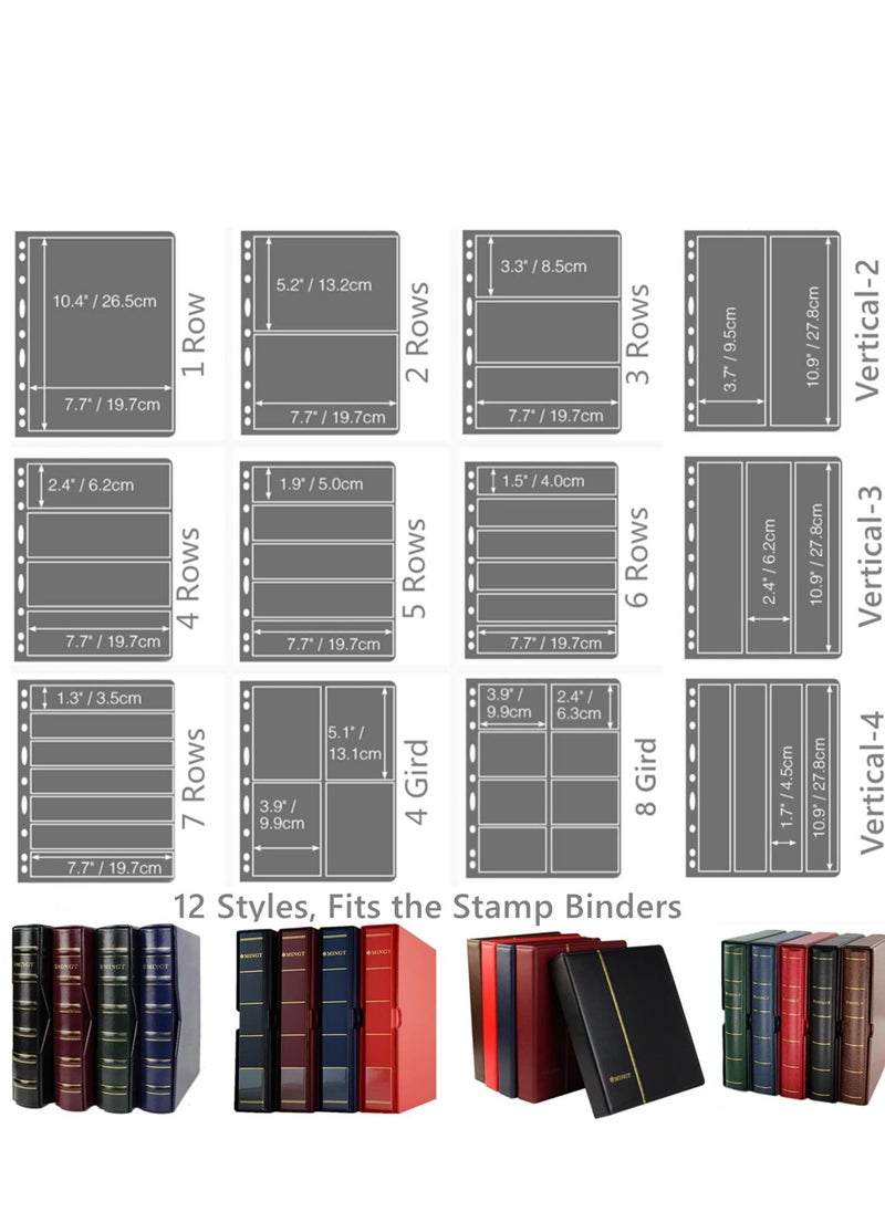 SYOSI - Stamp Pages for Stamp Album Binder, 10 Sheet (20 Page) 2 Rows Pages for Stamp Collectors, Professional Pack (2 Rows) Banknote Collection Book Coin Book, Coin Collection Book, Stamp Book Paper Pages - Image 1