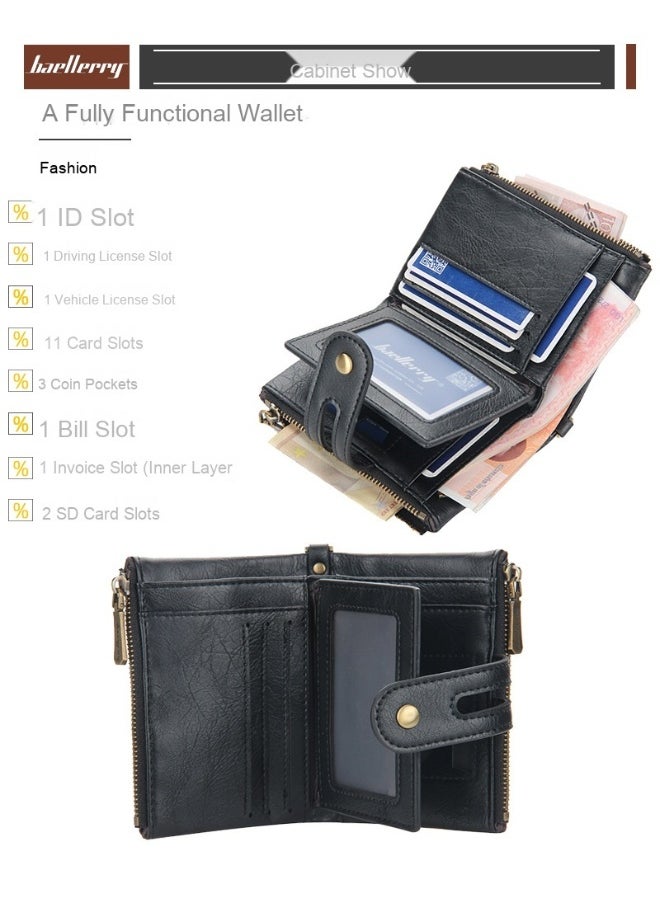 baellerry Anti Lost Men's Short Wallet Advanced Sense Large Capacity Coin Wallet Multi-card Money Clip  - Image 5