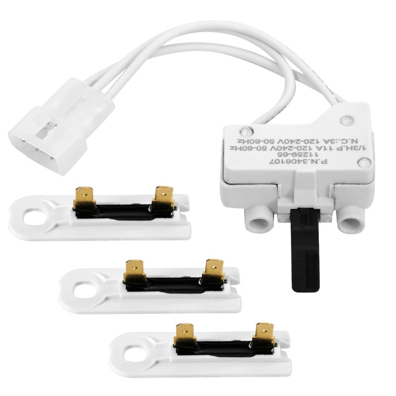 XIHIRCD 3406107 Dryer Door Switch Replacement Part Compatible with to Replace 3406109 3405100 3405101 3406100 3406101, with 3pcs 3392519 Dryer Thermal Fuses for - Image 1