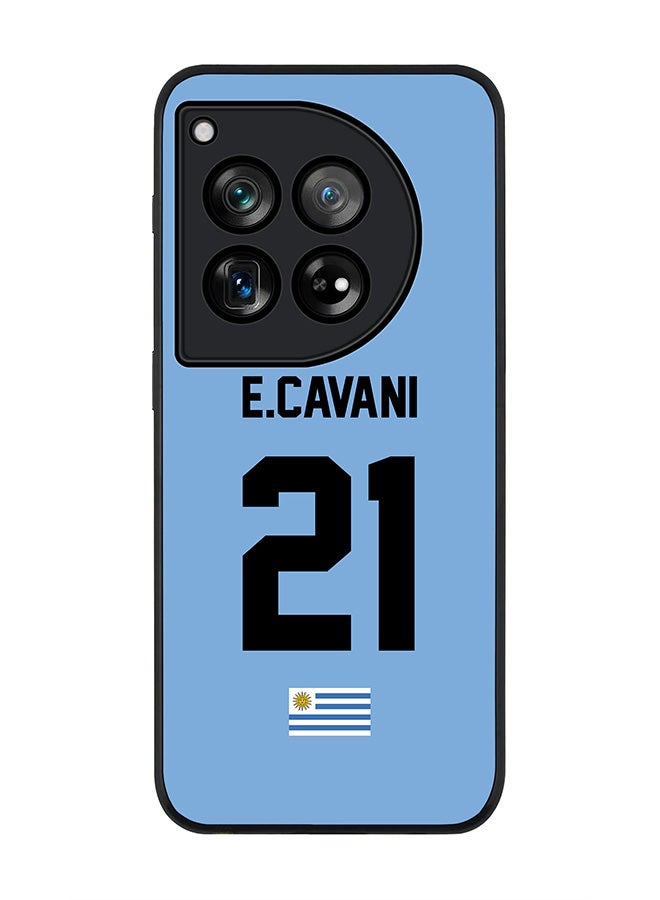 Stylizedd Rugged Black edge case for OnePlus 12R / OnePlus Ace 3 5G, Slim fit Flexible Anti Drop Thin Cover - Football Team - Uruguay , Player Name - E.Cavani - Image 1