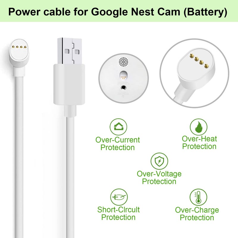 iMah Replacement USB Power Extended Cable Compatible with Home Security System Google Nest Cam (Battery), 6.56ft (2m) - Image 2