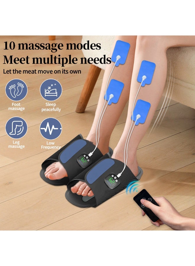 WALALLA EMS Foot Massager, Pulse Type Electric Stimulator Foot Pads with Remote Control, Fully Automatic Foot Meridian Massage Device, Foot Therapy Machine, For Muscle Conditioning, For Home/Office/Travel,Blue - Image 4