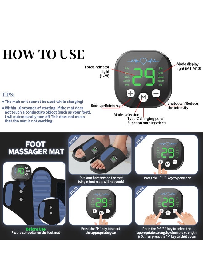 WALALLA EMS Foot Massager, Pulse Type Electric Stimulator Foot Pads with Remote Control, Fully Automatic Foot Meridian Massage Device, Foot Therapy Machine, For Muscle Conditioning, For Home/Office/Travel,Blue - Image 3