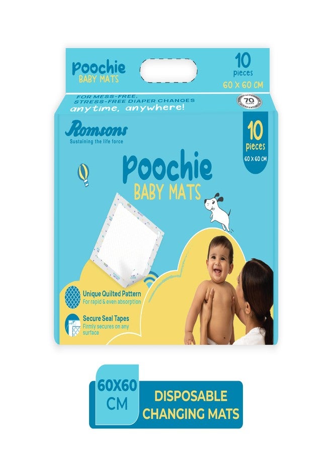 Romsons Poochie Baby Mats, Disposable Baby Changing Mats, 60 X 60 cm (Pack of 1) 10 Pcs - Image 2