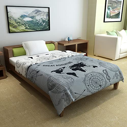 Divine Casa 120 GSM Microfiber Single Bed Comforter | Soft & Lightweight Reversible AC Blanket | All-Season 3-Layered Quilt | 230 x 140 cm, Stonewash Grey - Image 3