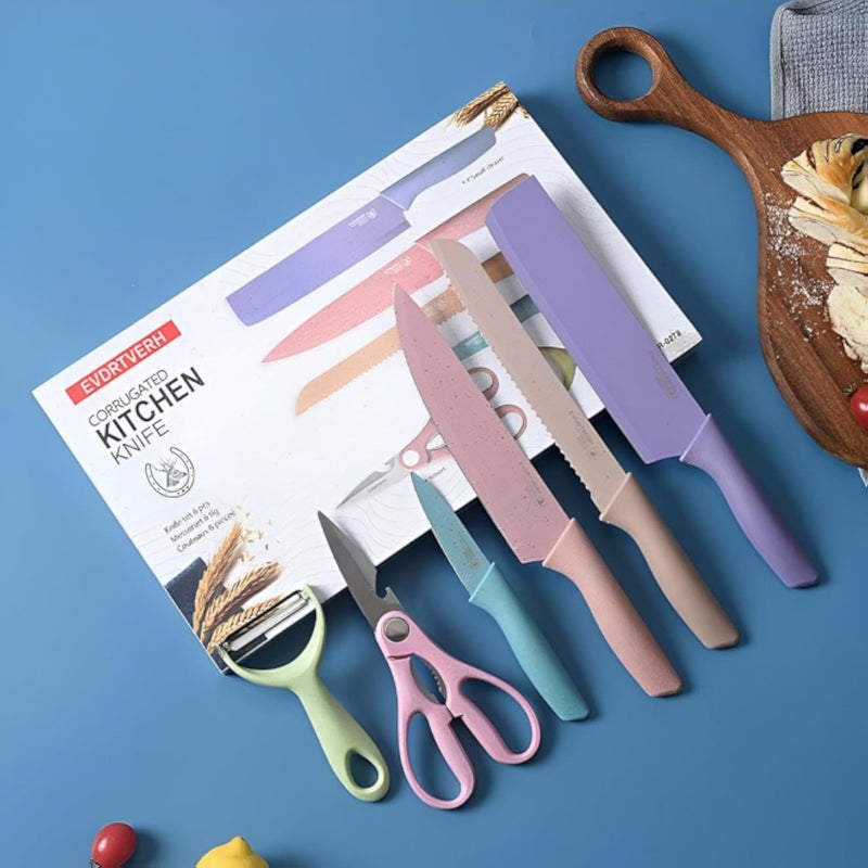 Ceramic Knives - Lightweight and Durable 6-Piece Kitchen Knife Set Featuring Ergonomic Handles for Comfortable Use