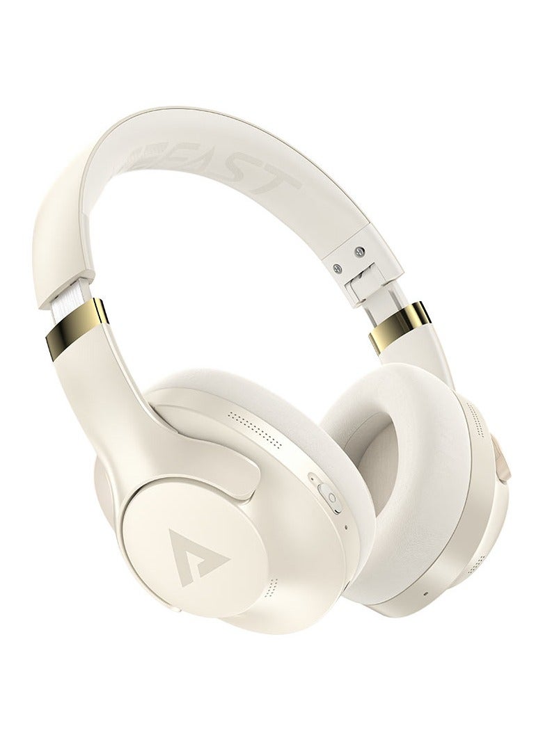 أسيفاست سماعات رأس لاسلكية فوق الأذن H4، وقت تشغيل 55 ساعة، إلغاء الضوضاء النشط، عصابة رأس قابلة للتعديل، أغطية أذن قابلة للطي، مقاومة للماء IPX4 - أبيض - Image 1