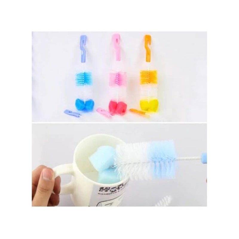 2-Piece Feeding Bottle Cleaning Brush Set With BPA-free and PP Food, Pink/White - Image 3