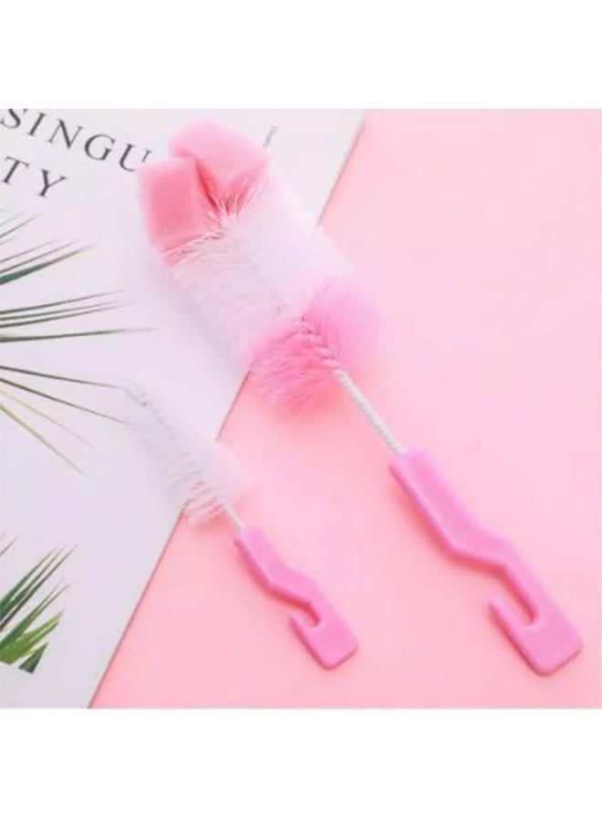 2-Piece Feeding Bottle Cleaning Brush Set With BPA-free and PP Food, Pink/White - Image 4