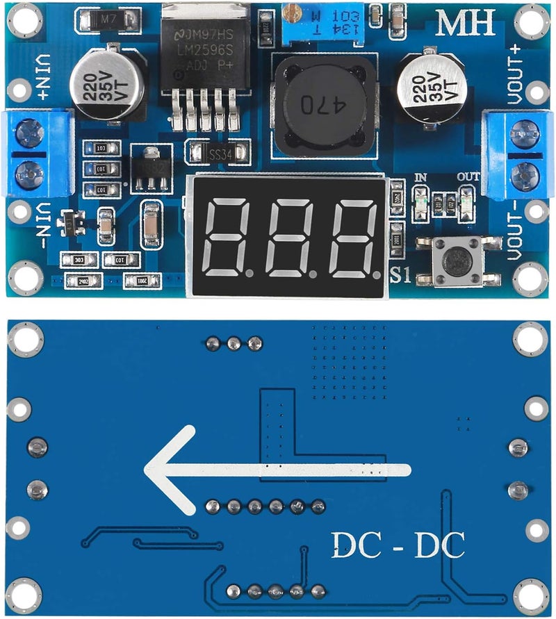 DORHEA LM2596 DC-DC Buck Converter Step-Down Regulator 4.0-40V to 1.25-37V DC 36V to 24V to 12V to 5V Volt Power Supply Module with LED Voltmeter Display Compatible with Car Motor Buck - Image 2