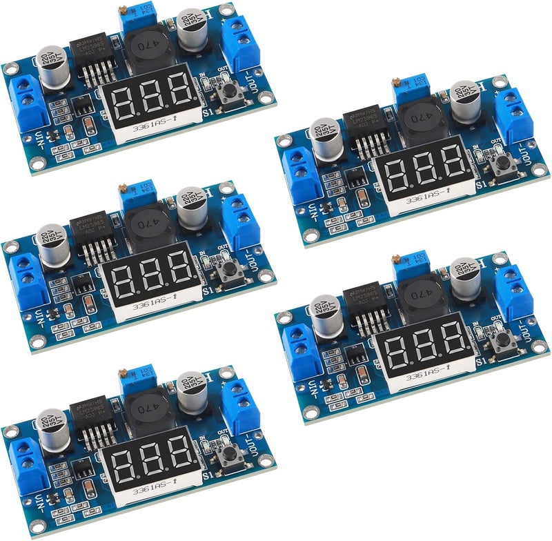 DORHEA LM2596 DC-DC Buck Converter Step-Down Regulator 4.0-40V to 1.25-37V DC 36V to 24V to 12V to 5V Volt Power Supply Module with LED Voltmeter Display Compatible with Car Motor Buck - Image 1