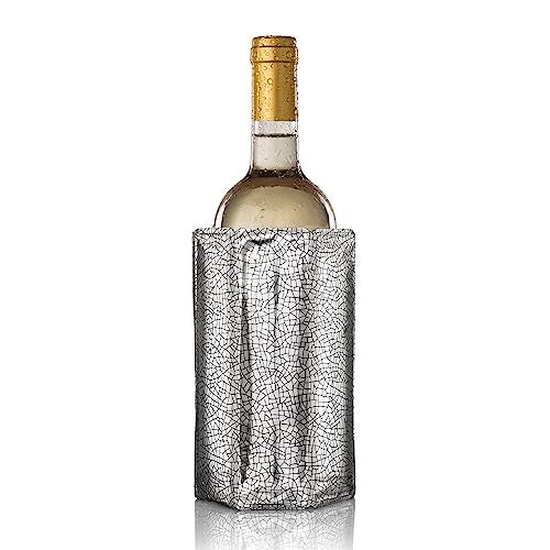 Vacu Vin Wine Cooler Sleeve – Silver – Flexible Wine Bottle Chiller – Reusable Ice Sleeve – Metallic Wine Accessory – Fits 750ml Bottles – Fast, Elegant Cooling for Any Occasion - Image 1