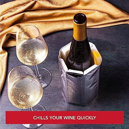 Vacu Vin Wine Cooler Sleeve – Silver – Flexible Wine Bottle Chiller – Reusable Ice Sleeve – Metallic Wine Accessory – Fits 750ml Bottles – Fast, Elegant Cooling for Any Occasion - Image 2