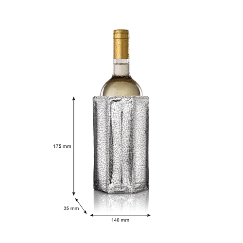 Vacu Vin Wine Cooler Sleeve – Silver – Flexible Wine Bottle Chiller – Reusable Ice Sleeve – Metallic Wine Accessory – Fits 750ml Bottles – Fast, Elegant Cooling for Any Occasion - Image 3